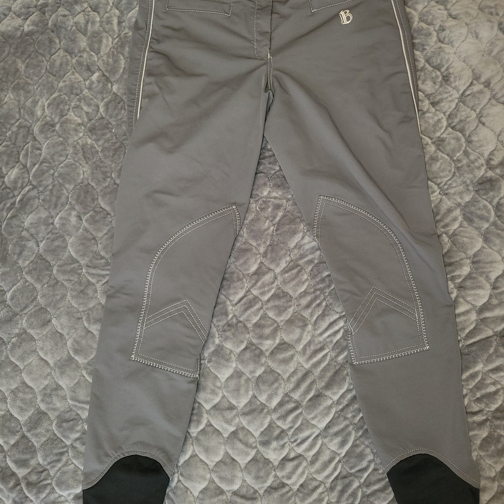 B Vertigo Women’s Riding Breeches Gray Knee Patch Equestrian Pants